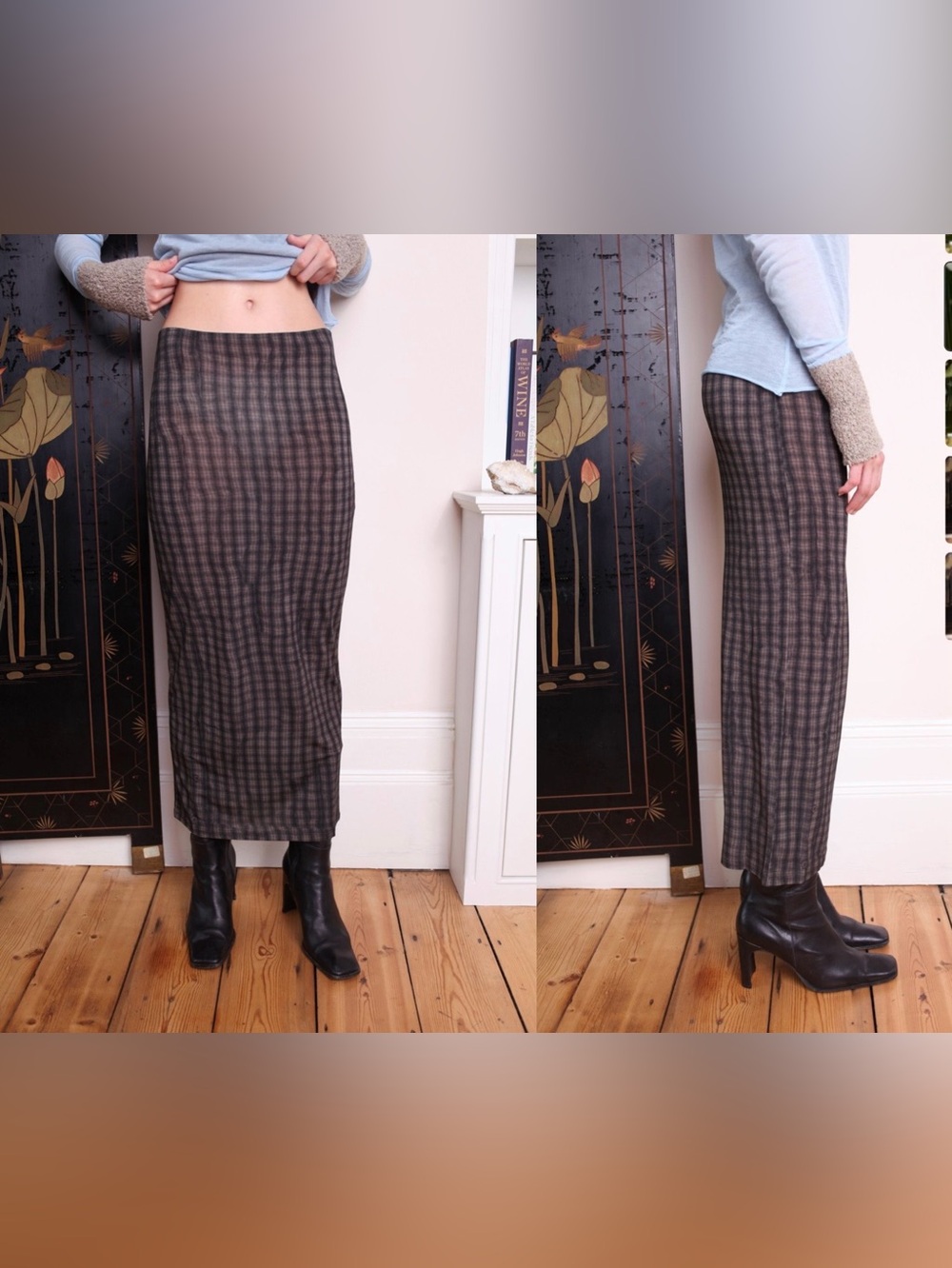 Ne-Net Tube Skirt-Brown Plaid
